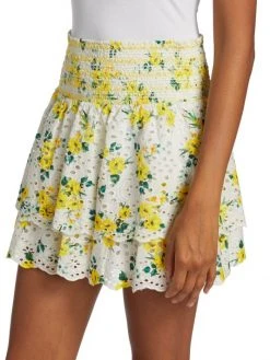 Alice + Olivia Bethie Smocked Tiered Ruffle Miniskirt -Alice + Olivia Sales unnamed file 2123