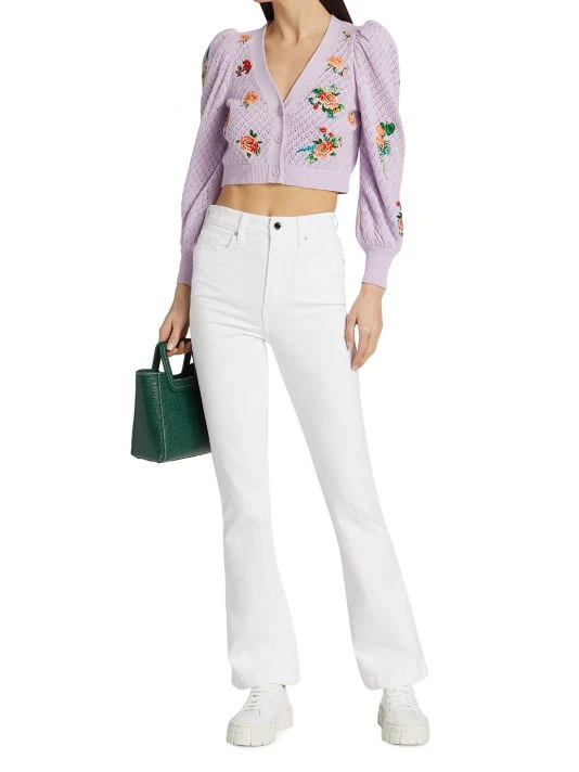 Alice + Olivia Morita Puff-Sleeve Cropped Cardigan 2 Alice + Olivia Morita Puff-Sleeve Cropped Cardigan - Image 2
