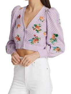Alice + Olivia Morita Puff-Sleeve Cropped Cardigan 10 Alice + Olivia Morita Puff-Sleeve Cropped Cardigan -Alice + Olivia Sales unnamed file 2165