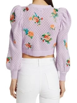 Alice + Olivia Morita Puff-Sleeve Cropped Cardigan 11 Alice + Olivia Morita Puff-Sleeve Cropped Cardigan -Alice + Olivia Sales unnamed file 2166