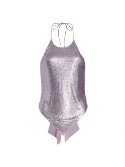 Alice + Olivia Frenchie Halter Chain Mesh Top