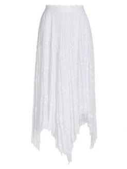 Alice + Olivia Katz Asymmetrical Pleated Midi Skirt