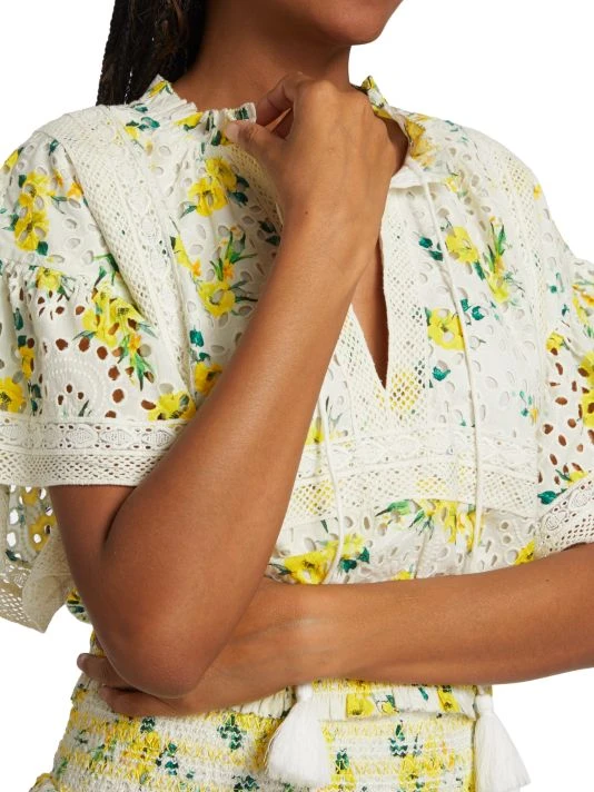 Alice + Olivia Tabitha Eyelet Flutter-Sleeve Blouse 6 Alice + Olivia Tabitha Eyelet Flutter-Sleeve Blouse - Image 6