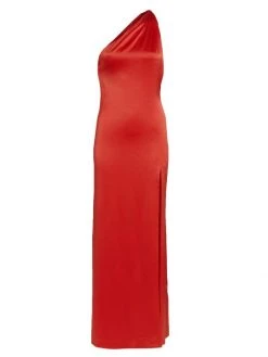 Alice + Olivia Paulette Satin One-Shoulder Gown