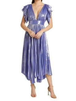 Alice + Olivia Niesha Glossy Pleated Midi Dress -Alice + Olivia Sales unnamed file 2269