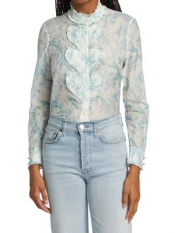 Alice + Olivia Kurt Heart Pintuck Button-Front Blouse -Alice + Olivia Sales unnamed file 2283