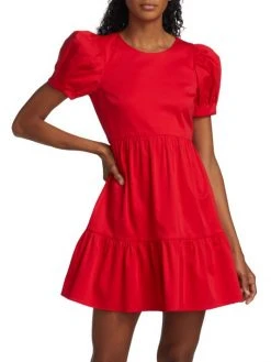 Alice + Olivia Ann Curved Empire-Waist Tiered Minidress -Alice + Olivia Sales unnamed file 229