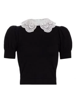 Alice + Olivia Chase Eyelet Collar Sweater