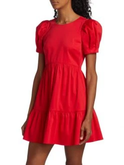 Alice + Olivia Ann Curved Empire-Waist Tiered Minidress -Alice + Olivia Sales unnamed file 230