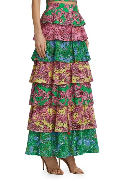 Alice + Olivia Jia Tiered Paisley Maxi Skirt 4 Alice + Olivia Jia Tiered Paisley Maxi Skirt - Image 4