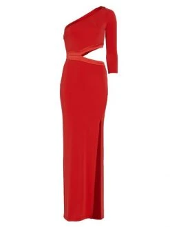 Alice + Olivia Michele One-Shoulder Cut Out Gown