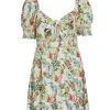 Alice + Olivia Kristie Floral Puff-Sleeve Minidress