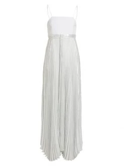 Alice + Olivia Despina Metallic Pleated Maxi Dress