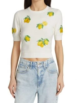 Alice + Olivia Ciara Lemon Cropped Sweater -Alice + Olivia Sales unnamed file 2353