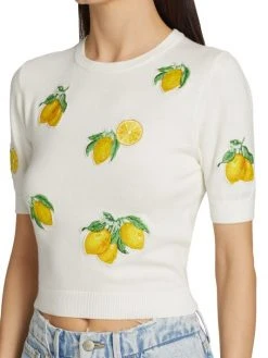 Alice + Olivia Ciara Lemon Cropped Sweater -Alice + Olivia Sales unnamed file 2356