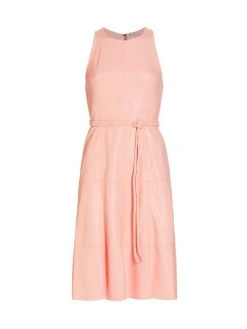 Alice + Olivia Leandra Braided Belt Vegan Leather Midi Dress