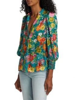 Alice + Olivia Sheila Floral Satin Blouse -Alice + Olivia Sales unnamed file 2403