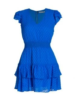 Alice + Olivia Markita Tiered Swiss-Dot Minidress