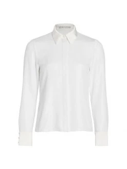 Alice + Olivia Willa Metallic Shirt Off White -Alice + Olivia Sales unnamed file 2430