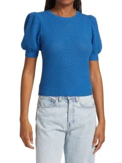 Alice + Olivia Risa Puff-Sleeve Textured Sweater -Alice + Olivia Sales unnamed file 2478