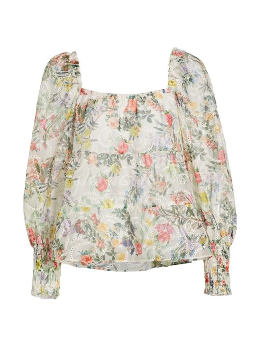 Alice + Olivia Rowa Square-Neck Eyelet Lace Top 1 Alice + Olivia Rowa Square-Neck Eyelet Lace Top