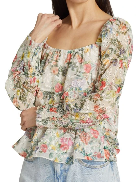 Alice + Olivia Rowa Square-Neck Eyelet Lace Top 6 Alice + Olivia Rowa Square-Neck Eyelet Lace Top - Image 6