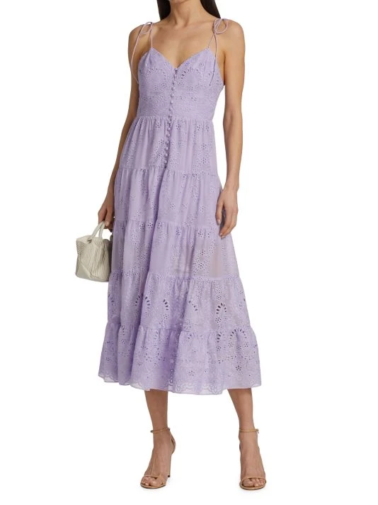 Alice + Olivia Shanti Eyelet Lace Midi-Dress White 2 Alice + Olivia Shanti Eyelet Lace Midi-Dress White - Image 2