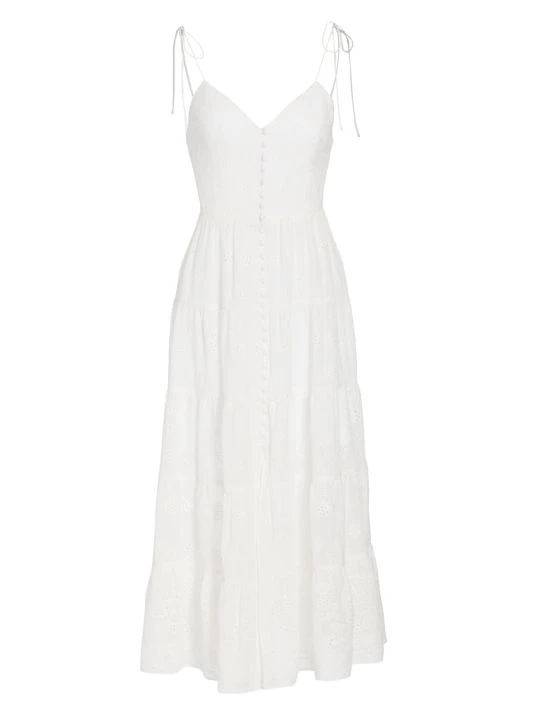 Alice + Olivia Shanti Eyelet Lace Midi-Dress White 3 Alice + Olivia Shanti Eyelet Lace Midi-Dress White - Image 3