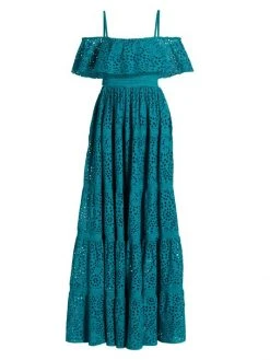 Alice + Olivia Kia Eyelet Off-The-Shoulder Maxi Dress