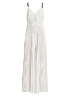 Alice + Olivia Pleated Chain-Strap Jumpsuit