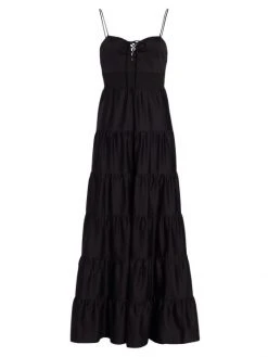 Alice + Olivia Jori Lace-Up Cotton-Blend Maxi Dress