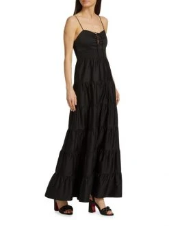 Alice + Olivia Jori Lace-Up Cotton-Blend Maxi Dress -Alice + Olivia Sales unnamed file 2597