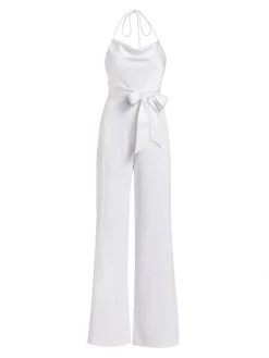 Alice + Olivia Primrose Halter Jumpsuit Off White