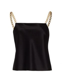 Alice + Olivia Harmony Draped Tank Top Black