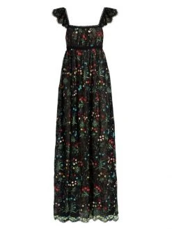 Alice + Olivia Mckenna Embroidered Empire Waist Gown