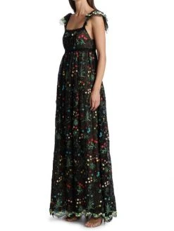 Alice + Olivia Mckenna Embroidered Empire Waist Gown -Alice + Olivia Sales unnamed file 2689