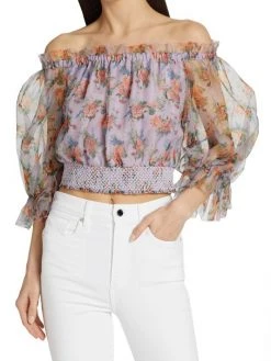 Alice + Olivia Caprina Silk Puff-Sleeve Crop Top 9 Alice + Olivia Caprina Silk Puff-Sleeve Crop Top -Alice + Olivia Sales unnamed file 2709
