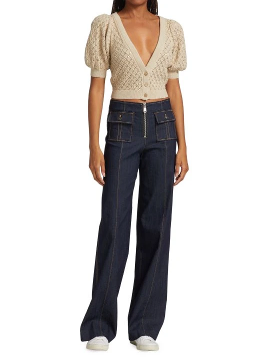 Alice + Olivia Romi Puff-Sleeve Embellished Cardigan 2 Alice + Olivia Romi Puff-Sleeve Embellished Cardigan - Image 2