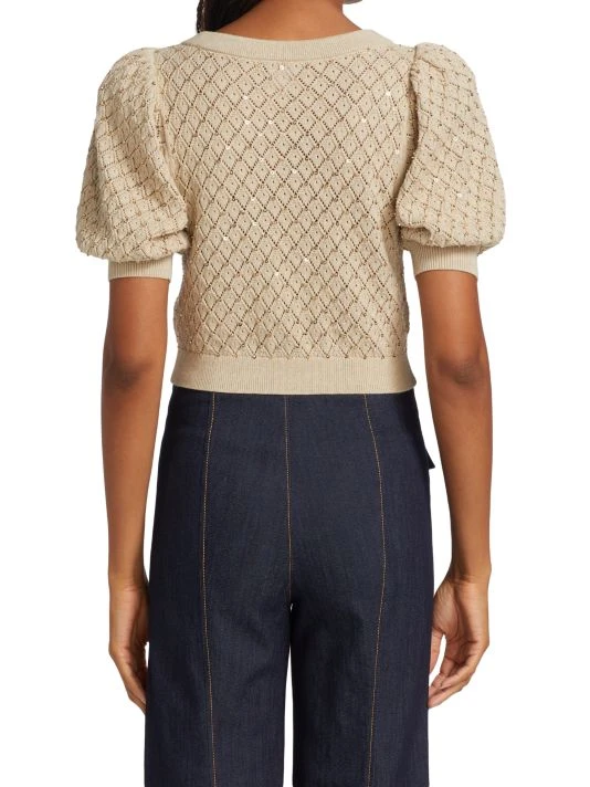 Alice + Olivia Romi Puff-Sleeve Embellished Cardigan 5 Alice + Olivia Romi Puff-Sleeve Embellished Cardigan - Image 5