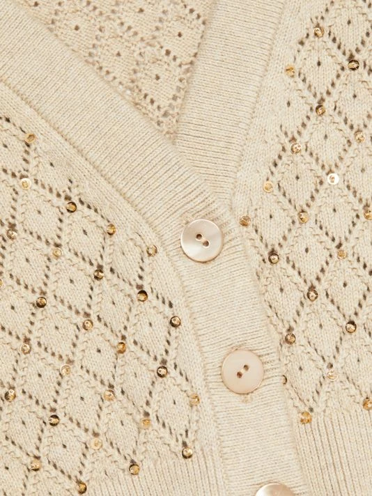 Alice + Olivia Romi Puff-Sleeve Embellished Cardigan 7 Alice + Olivia Romi Puff-Sleeve Embellished Cardigan - Image 7