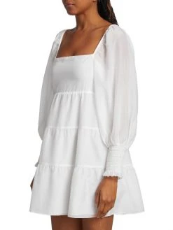 Alice + Olivia Rowen Tiered Tie-Back Cotton Minidress -Alice + Olivia Sales unnamed file 276