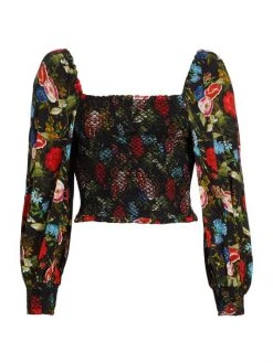 Alice + Olivia Cooper Smocked Blouse