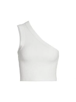 Alice + Olivia Elden Crop One-Shoulder Tank Top