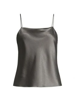 Alice + Olivia Harmon Drapey Slip Tank Charcoal -Alice + Olivia Sales unnamed file 2786