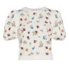 Alice + Olivia Risa Embroidered Puff-Sleeve Top