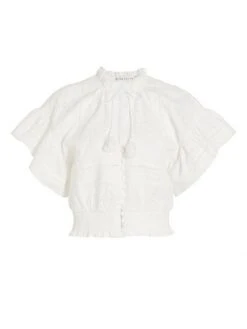 Alice + Olivia Tabitha Eyelet-Embroidered Crop Top