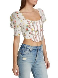 Alice + Olivia Audie Floral Puff-Sleeve Corset Top 10 Alice + Olivia Audie Floral Puff-Sleeve Corset Top -Alice + Olivia Sales unnamed file 351