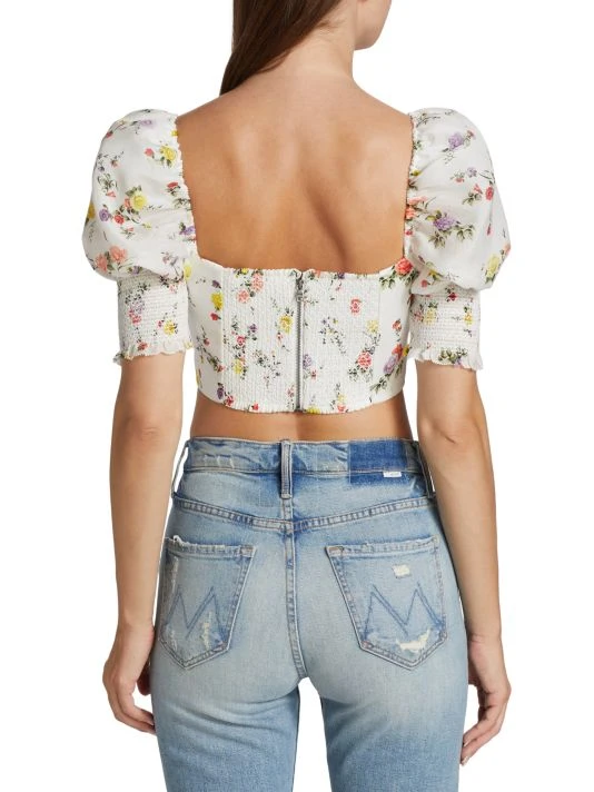 Alice + Olivia Audie Floral Puff-Sleeve Corset Top 5 Alice + Olivia Audie Floral Puff-Sleeve Corset Top - Image 5