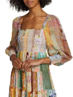 Alice + Olivia Rowen Tiered Square-Neck Tunic Dress -Alice + Olivia Sales unnamed file 360