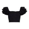 Alice + Olivia Tawny Square-Neck Ruffle Crop Top